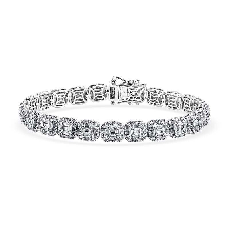 Luxuriant Lab Grown Diamond G-H SI 4.90 ctw Tennis Bracelet in Rhodium Over Sterling Silver (7.50 In)