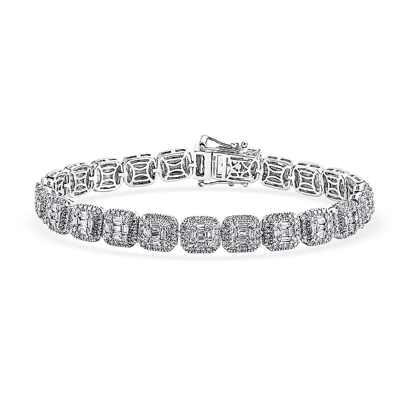 Luxuriant Lab Grown Diamond G-H SI 4.90 ctw Tennis Bracelet in Rhodium Over Sterling Silver (7.50 In)
