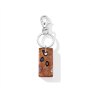 Multi Color Murano Style Keychain in Stainless Steel