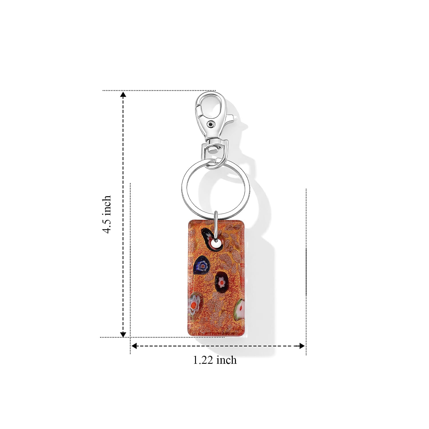Multi Color Murano Style Keychain in Stainless Steel