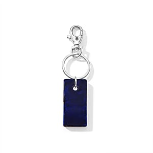 Blue with Multi Color Murano Style Keychain in Stainless Steel