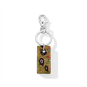 Green Multi Color Murano Style Keychain in Stainless Steel