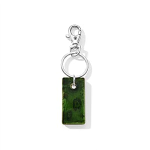 Green Multi Color Murano Style Keychain in Stainless Steel