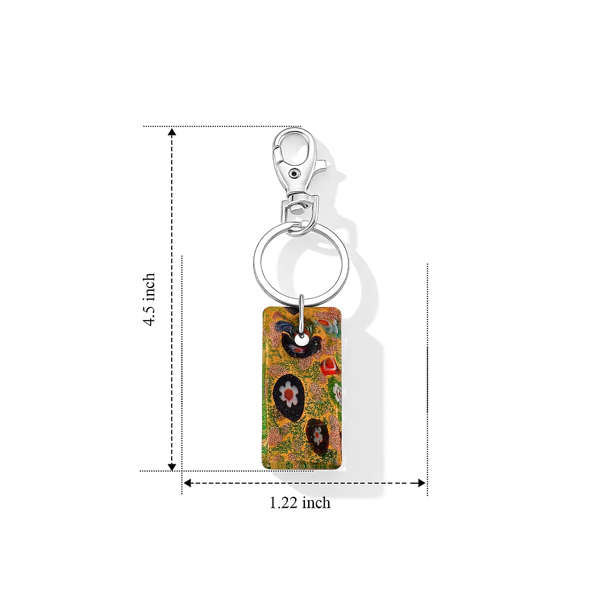 Green Multi Color Murano Style Keychain in Stainless Steel image number 3