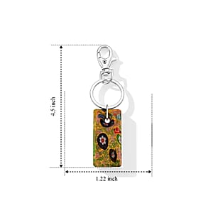 Green Multi Color Murano Style Keychain in Stainless Steel