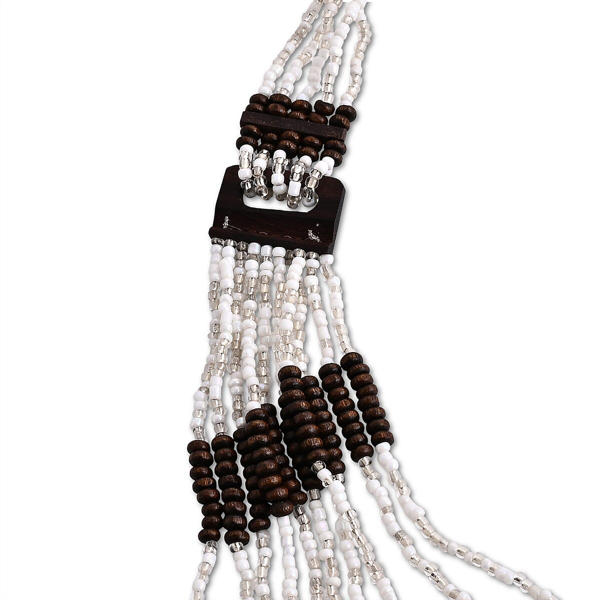 Multistrand Seed Bead Necklace with Wood as Linking and Toggle Lock 24 Inches image number 3