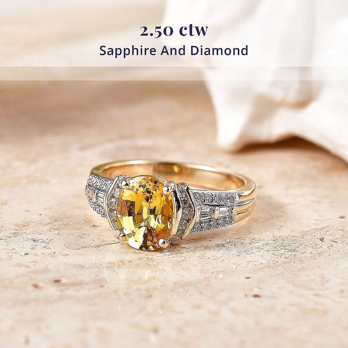 SGL Certified Luxoro AAA Yellow Sapphire, Natural Yellow and White Diamond I2 2.50 ctw Ring in 10K Yellow Gold (Size  10.0) image number 2