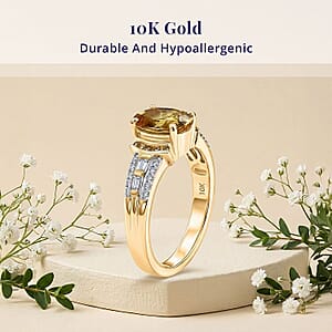 SGL Certified Luxoro AAA Yellow Sapphire, Natural Yellow and White Diamond I2 2.50 ctw Ring in 10K Yellow Gold (Size  10.0)