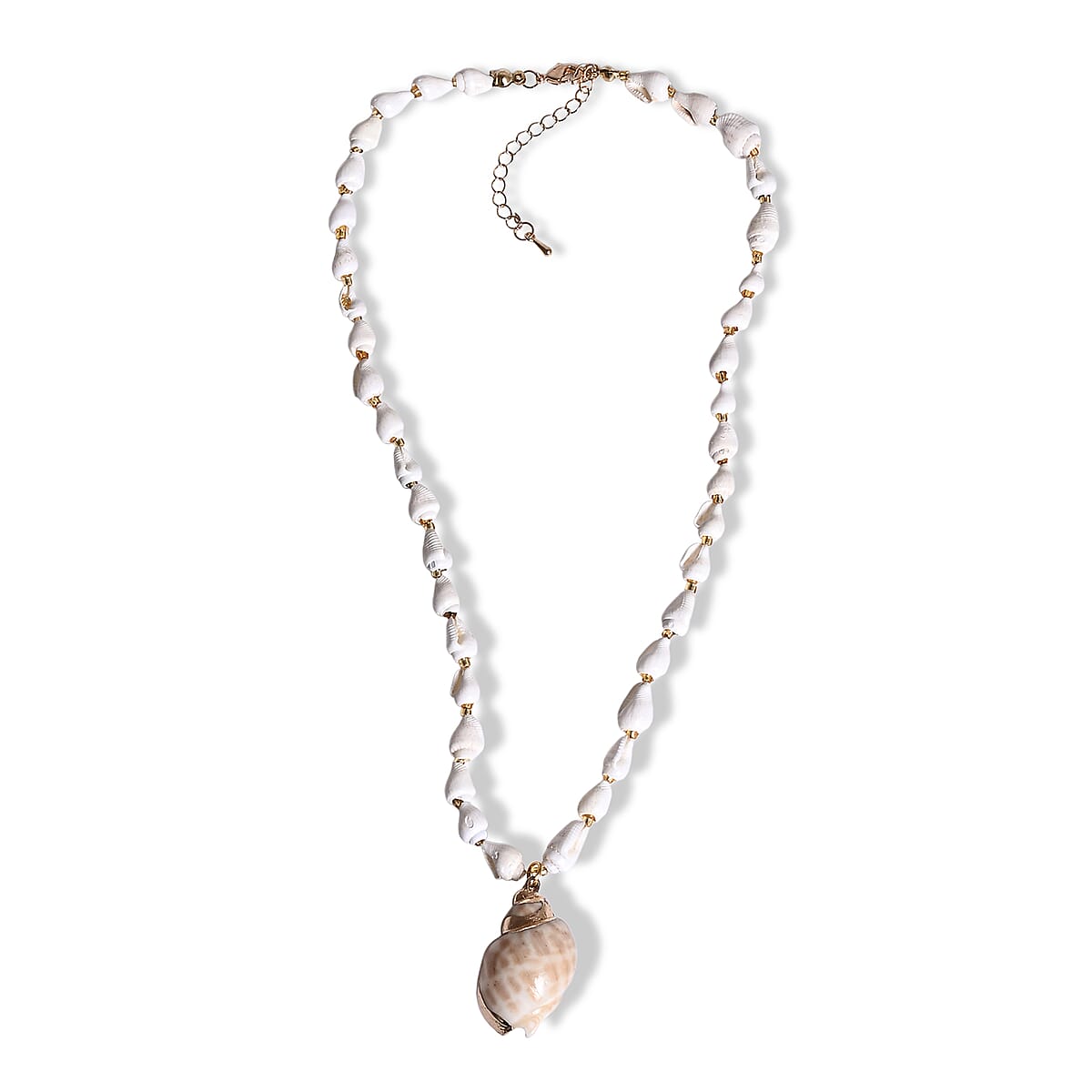 Shell Pendant Necklace in Goldtone with Adjustable ION Plated YG Stainless Steel Chain image number 3