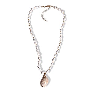 Shell Pendant Necklace in Goldtone with Adjustable ION Plated YG Stainless Steel Chain