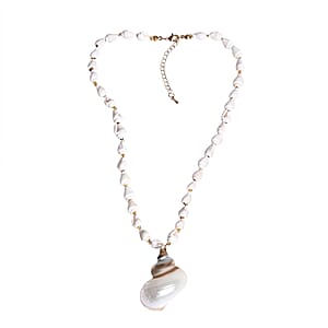 Shell Pendant Necklace in Goldtone with Adjustable ION Plated YG Stainless Steel Chain