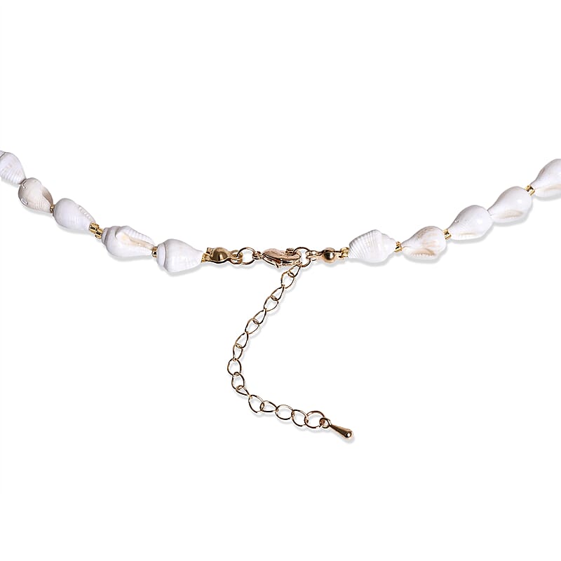 Shell Pendant Necklace in Goldtone with Adjustable ION Plated YG Stainless Steel Chain