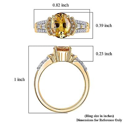 SGL Certified Luxoro AAA Yellow Sapphire, Natural Yellow and White Diamond I2 2.50 ctw Ring in 10K Yellow Gold (Size  5.0)