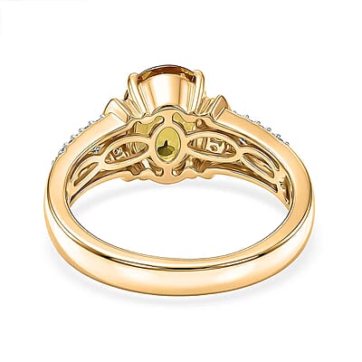 SGL Certified Luxoro AAA Yellow Sapphire, Natural Yellow and White Diamond I2 2.50 ctw Ring in 10K Yellow Gold (Size  5.0)