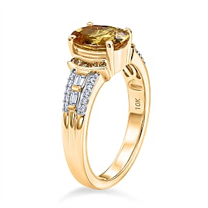 SGL Certified Luxoro AAA Yellow Sapphire, Natural Yellow and White Diamond I2 2.50 ctw Ring in 10K Yellow Gold (Size  6.0)