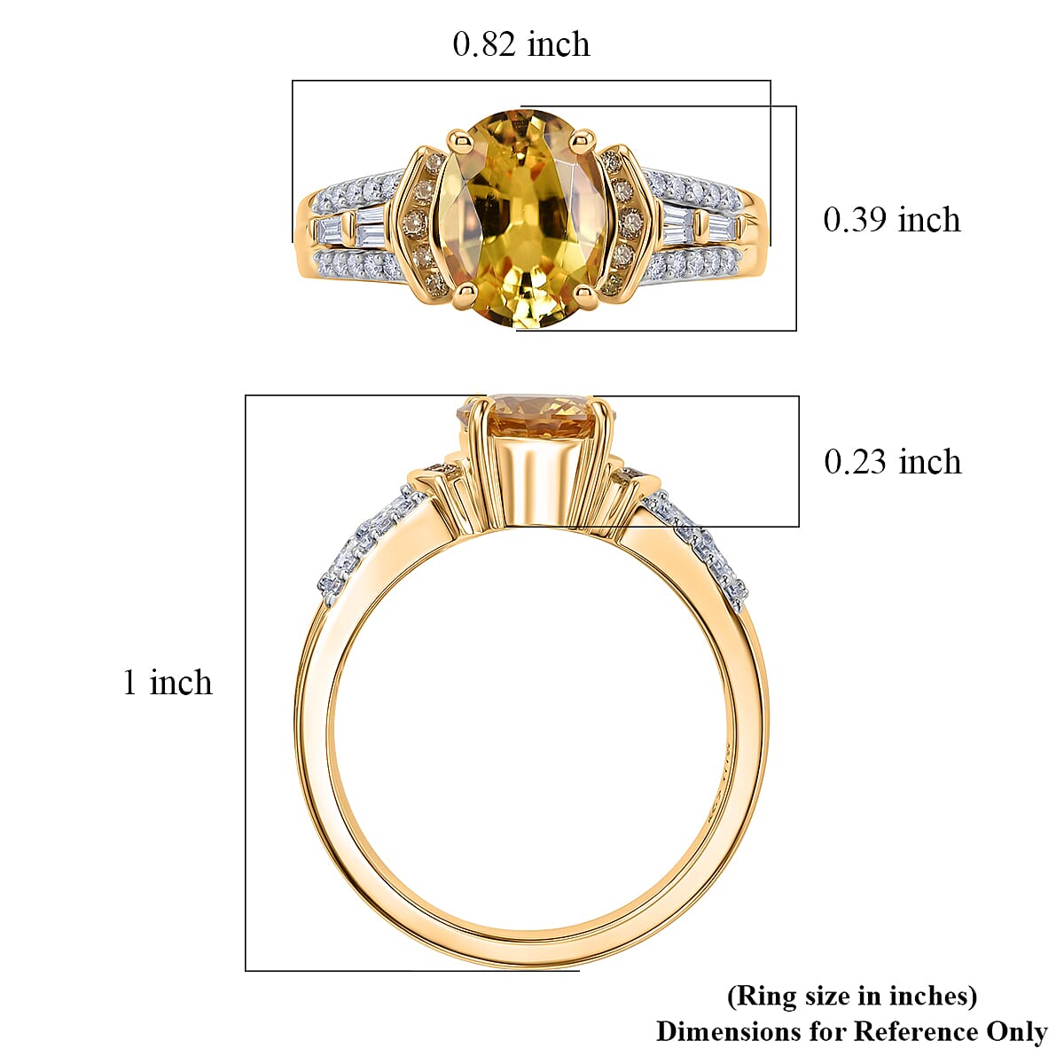 SGL Certified Luxoro AAA Yellow Sapphire, Natural Yellow and White Diamond I2 2.50 ctw Ring in 10K Yellow Gold (Size  6.0) image number 5