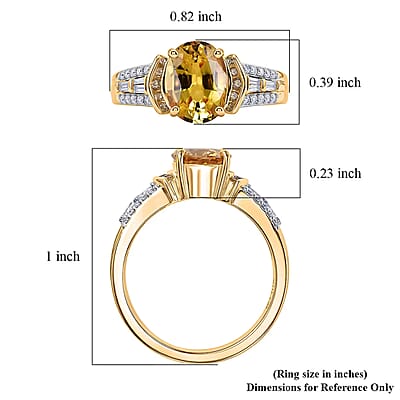 SGL Certified Luxoro AAA Yellow Sapphire, Natural Yellow and White Diamond I2 2.50 ctw Ring in 10K Yellow Gold (Size  6.0)