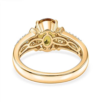 SGL Certified Luxoro AAA Yellow Sapphire, Natural Yellow and White Diamond I2 2.50 ctw Ring in 10K Yellow Gold (Size  6.0)