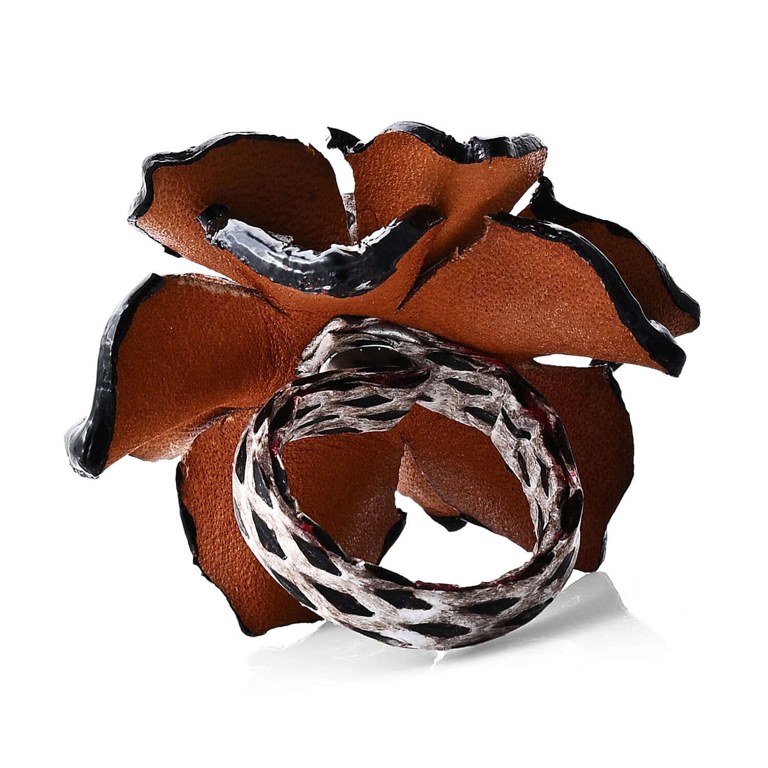 Gray Snake Embossed Faux Leather Ring (Adjustable)