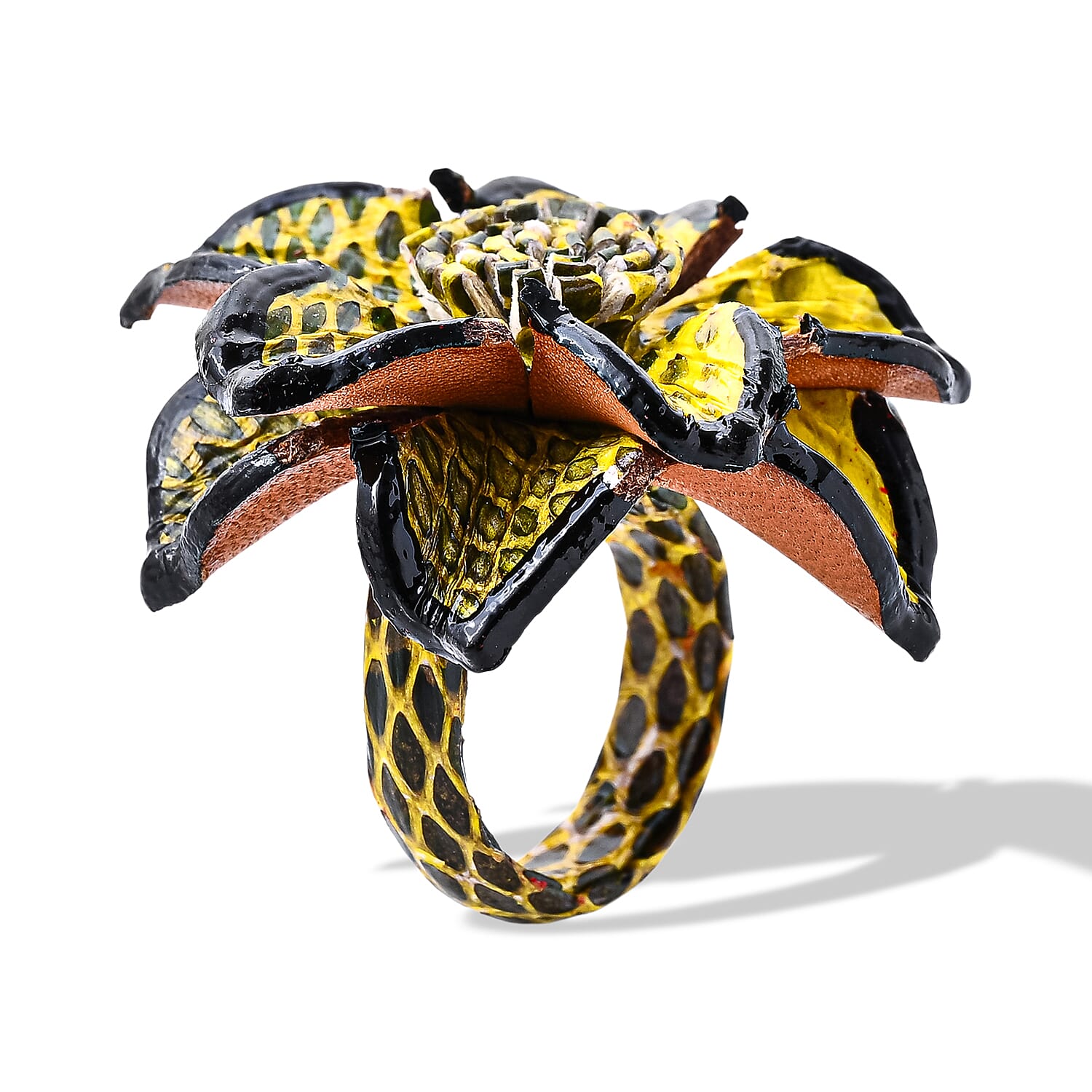 Snake Embossed Faux Leather Ring (Adjustable)