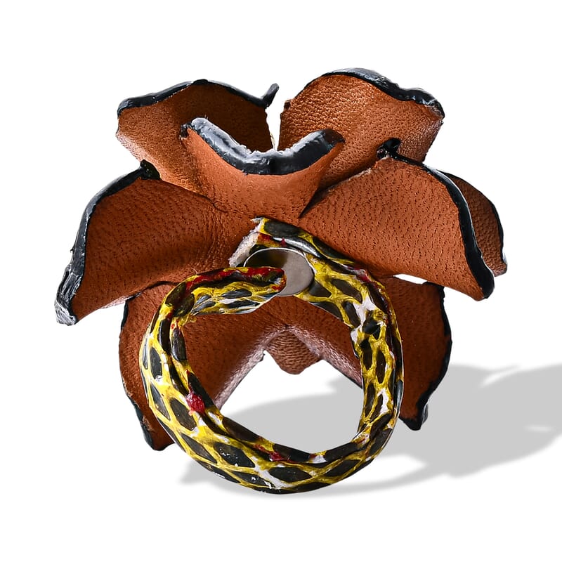 Snake Embossed Faux Leather Ring (Adjustable)