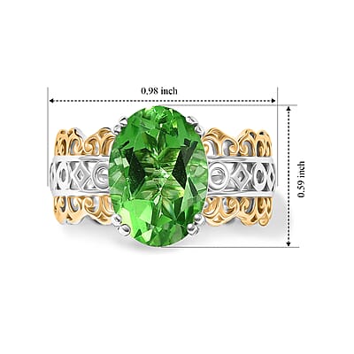 EverTrue Chartreuse Quartz (Triplet) 6.00 ctw Forest Crown Ring in 18K YG Plated and Platinum Bond (Size 5.0)