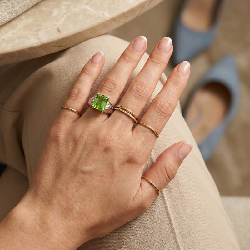 EverTrue Chartreuse Quartz (Triplet) and White Zircon 5.25 ctw Men's Ring in Platinum Bond (Size 9.0)