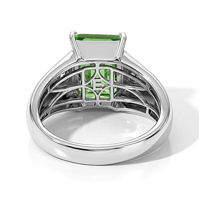 EverTrue Chartreuse Quartz (Triplet) and White Zircon 5.25 ctw Men's Ring in Platinum Bond (Size 9.0)
