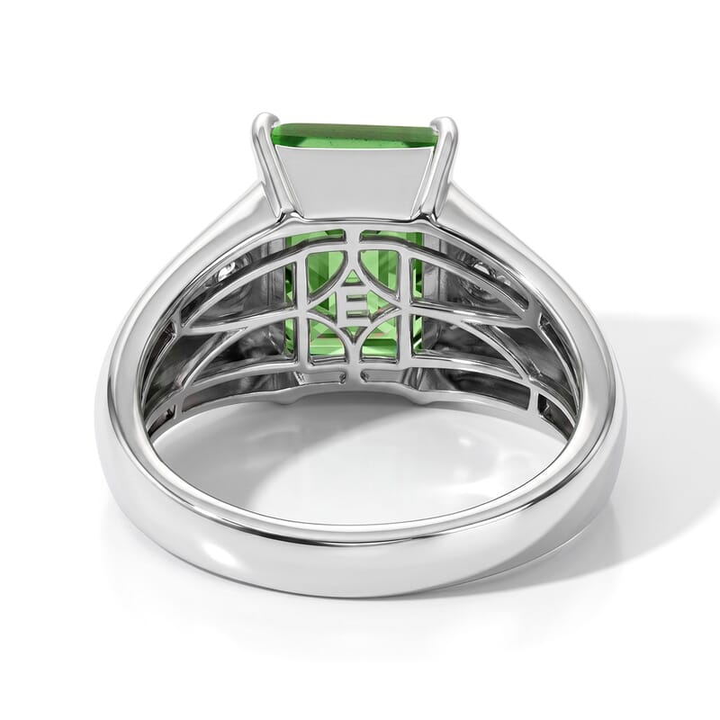 EverTrue Chartreuse Quartz (Triplet) and White Zircon 5.25 ctw Men's Ring in Platinum Bond (Size 9.0)