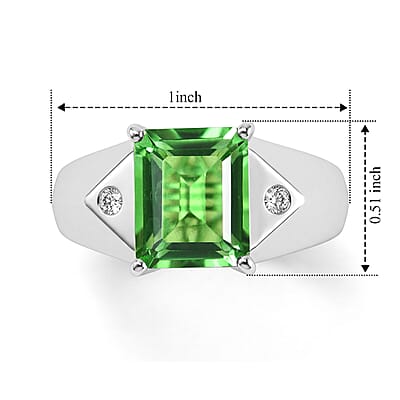 EverTrue Chartreuse Quartz (Triplet) and White Zircon 5.25 ctw Men's Ring in Platinum Bond (Size 9.0)