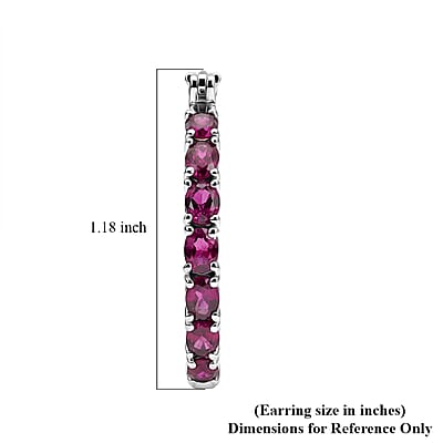 EverTrue Orissa Rhodolite Garnet 5.00 ctw Timeless Hoop Earrings in Platinum Bond