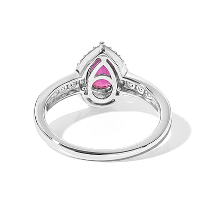 D'Joy Niassa Ruby (FF) and White Zircon 1.50 ctw Ring in Rhodium Over Sterling Silver (Size 6.0)