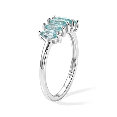 D'Joy Lagoon Apatite 0.75 ctw Ring in Rhodium Over Sterling Silver (Size 9.0)