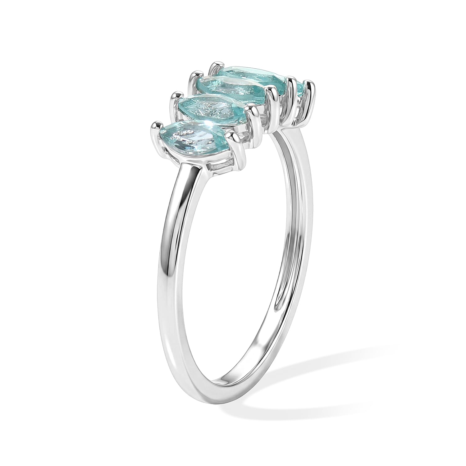 D'Joy Lagoon Apatite 0.75 ctw Ring in Rhodium Over Sterling Silver (Size 9.0)