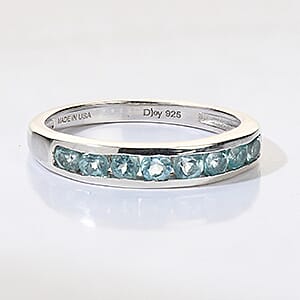 D'Joy Lagoon Apatite 0.50 ctw Ring in Rhodium Over Sterling Silver (Size 6.0)