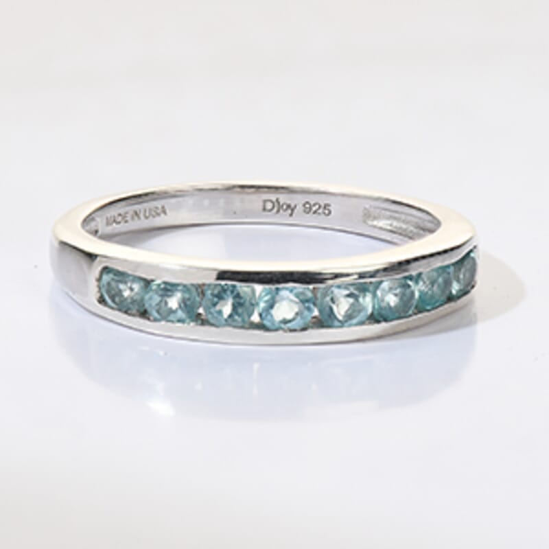 D'Joy Lagoon Apatite 0.50 ctw Ring in Rhodium Over Sterling Silver (Size 6.0)