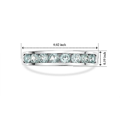 D'Joy Lagoon Apatite 0.50 ctw Ring in Rhodium Over Sterling Silver (Size 6.0)