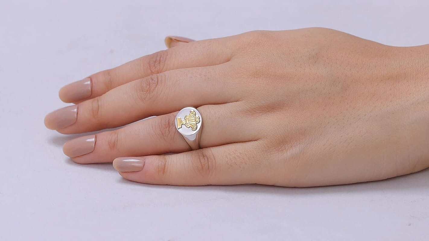 D'Joy Rhodium Over Sterling Silver Ring (Size 10.0) (4.95 g)