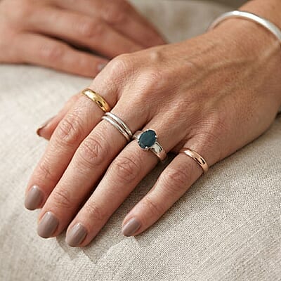 D'Joy Teal Grandidierite 1.30 ctw Ring in Rhodium Over Sterling Silver (Size 7.0)