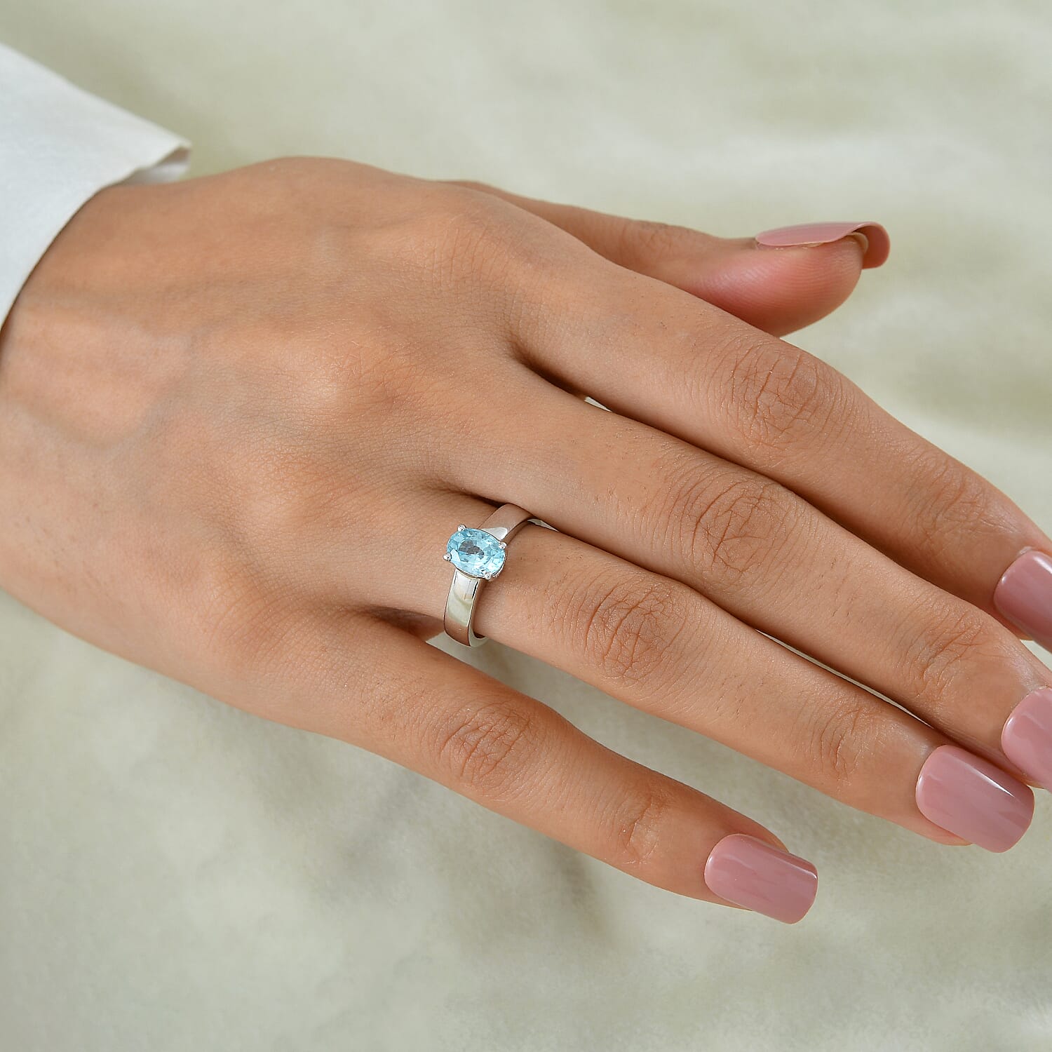 D'Joy Cambodian Blue Zircon 2.00 ctw Solitaire Ring in Rhodium Over Sterling Silver (Size 10.0)