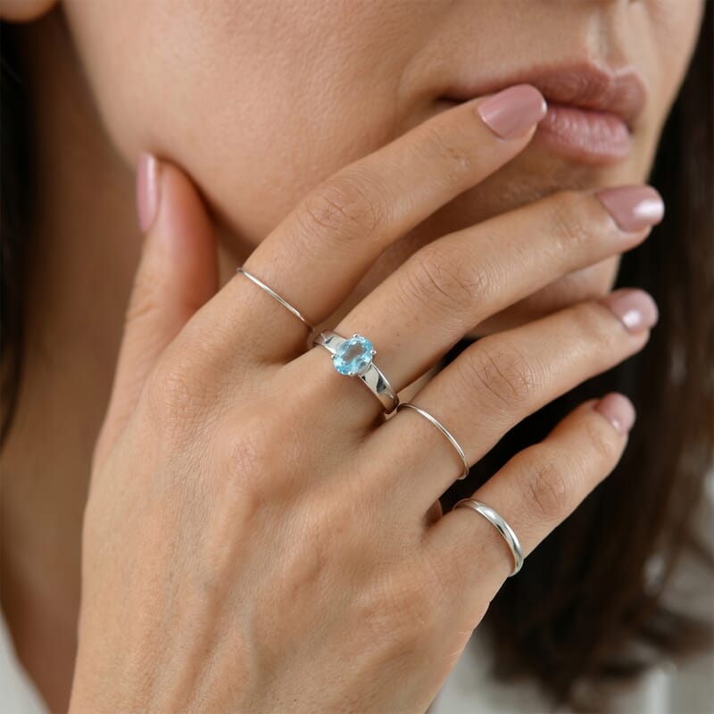 D'Joy Cambodian Blue Zircon 2.00 ctw Solitaire Ring in Rhodium Over Sterling Silver (Size 10.0)