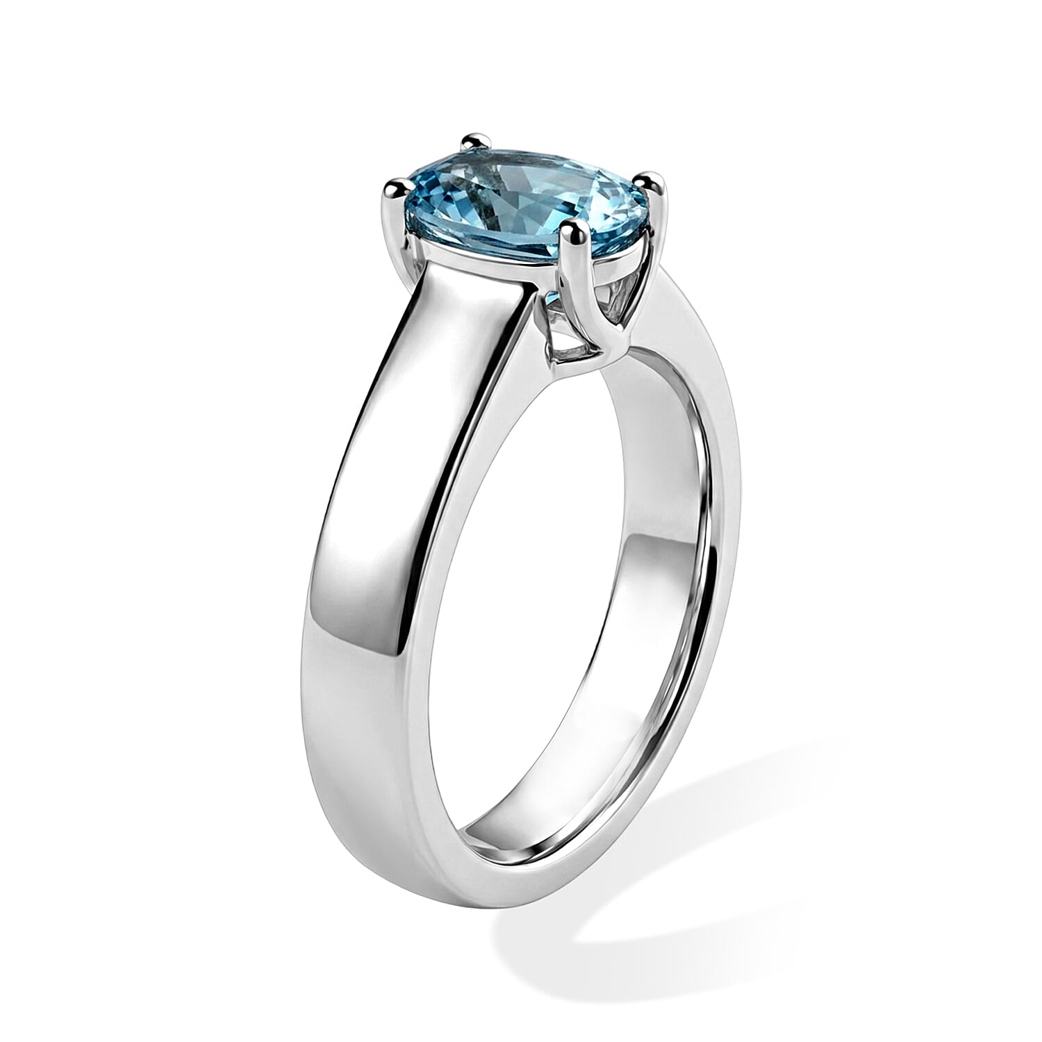 D'Joy Cambodian Blue Zircon 2.00 ctw Solitaire Ring in Rhodium Over Sterling Silver (Size 10.0)