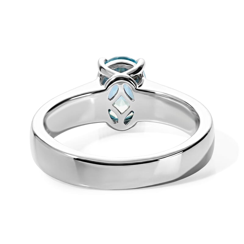 D'Joy Cambodian Blue Zircon 2.00 ctw Solitaire Ring in Rhodium Over Sterling Silver (Size 10.0)