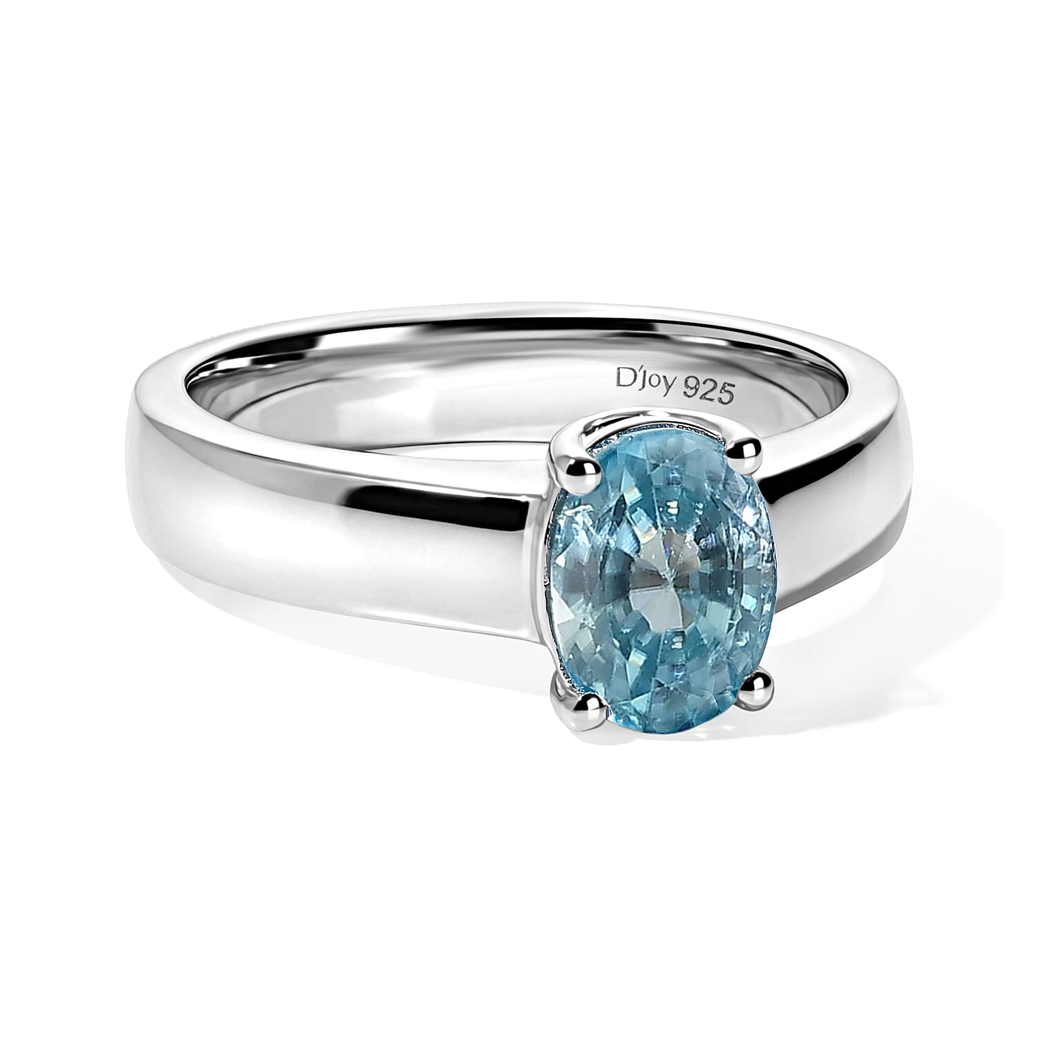D'Joy Teal Grandidierite Ring in Rhodium Over Sterling Silver (Size 10.0) 1.30 ctw