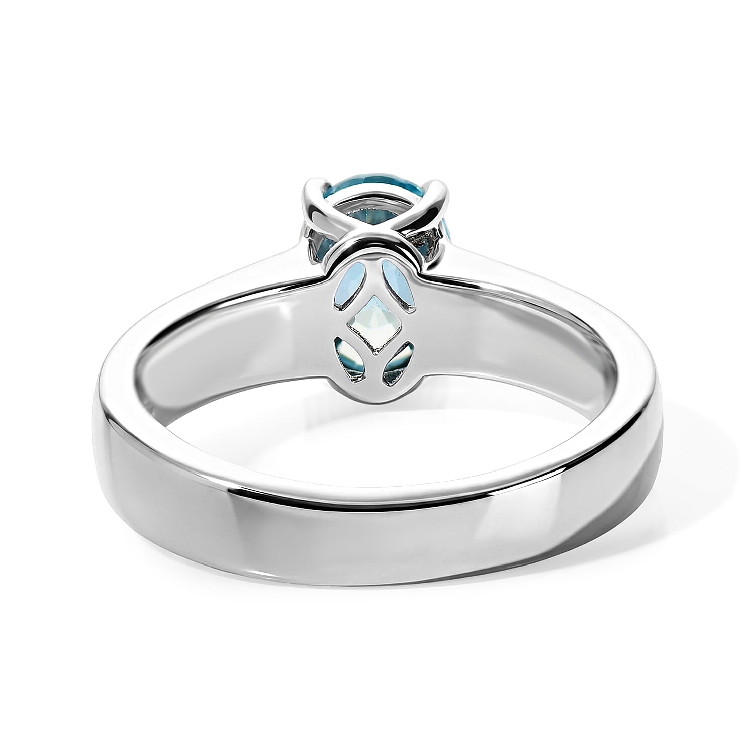 D'Joy Cambodian Blue Zircon 2.00 ctw Solitaire Ring in Rhodium Over Sterling Silver (Size 8.0)