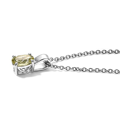 D'Joy Green Gold Quartz  Solitaire Pendant in Rhodium OverSterling Silver 2.30 ctw