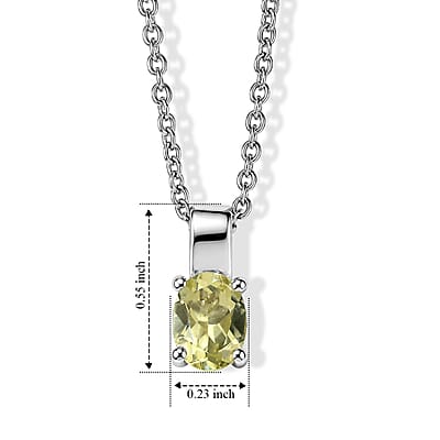 D'Joy Green Gold Quartz  Solitaire Pendant in Rhodium OverSterling Silver 2.30 ctw