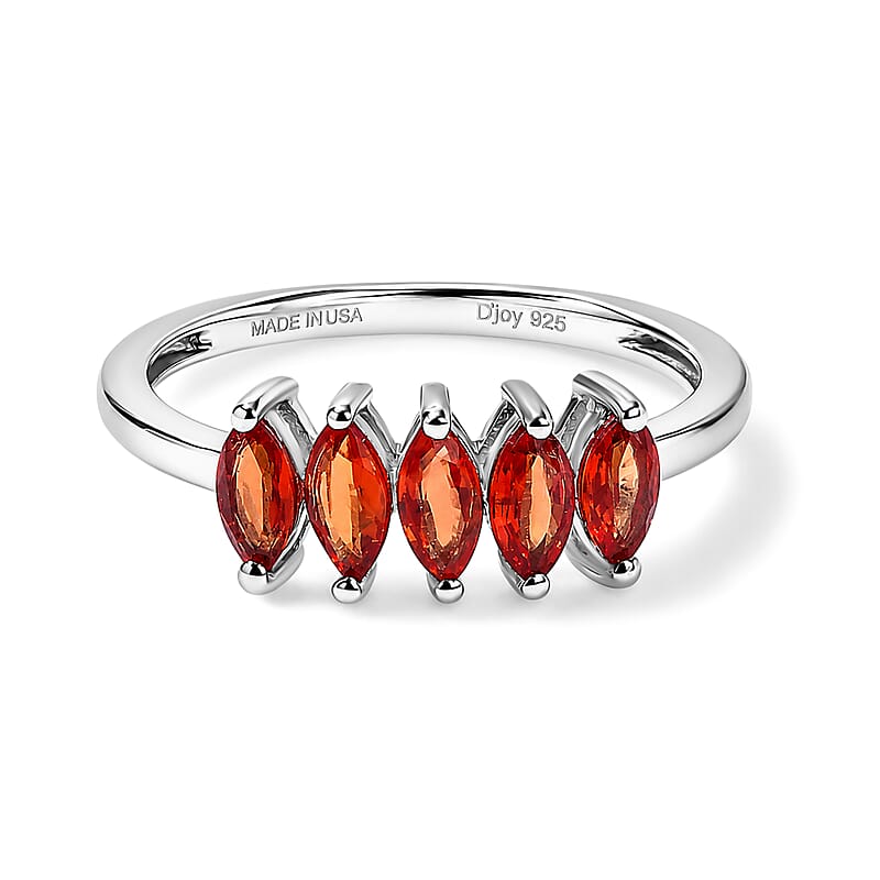 D'Joy Red Sapphire 1.25 ctw Ring in Rhodium Over Sterling Silver (Size 8.0)