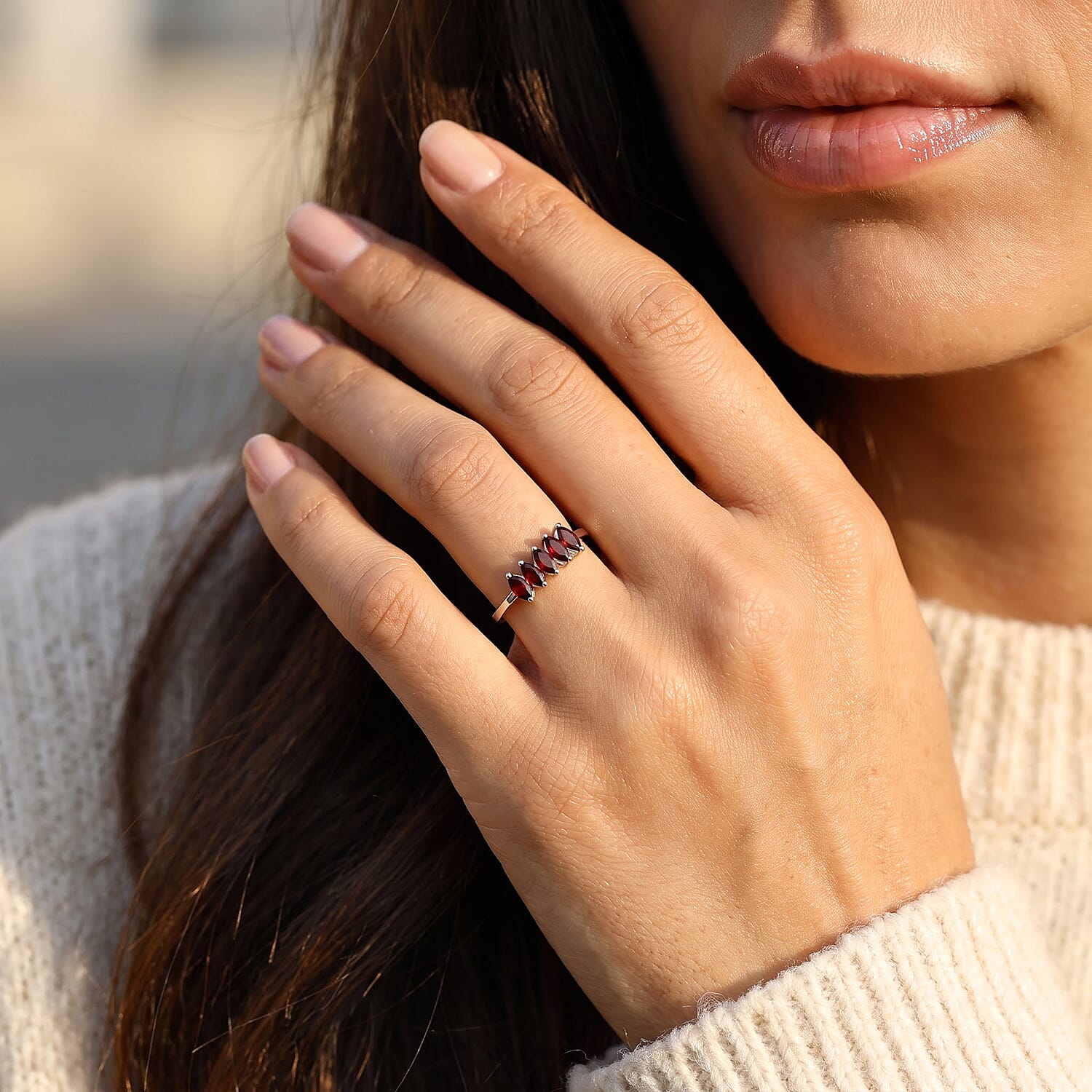 D'Joy Pyrope Garnet 0.60 ctw Ring in Rhodium Over Sterling Silver (Size 6.0)