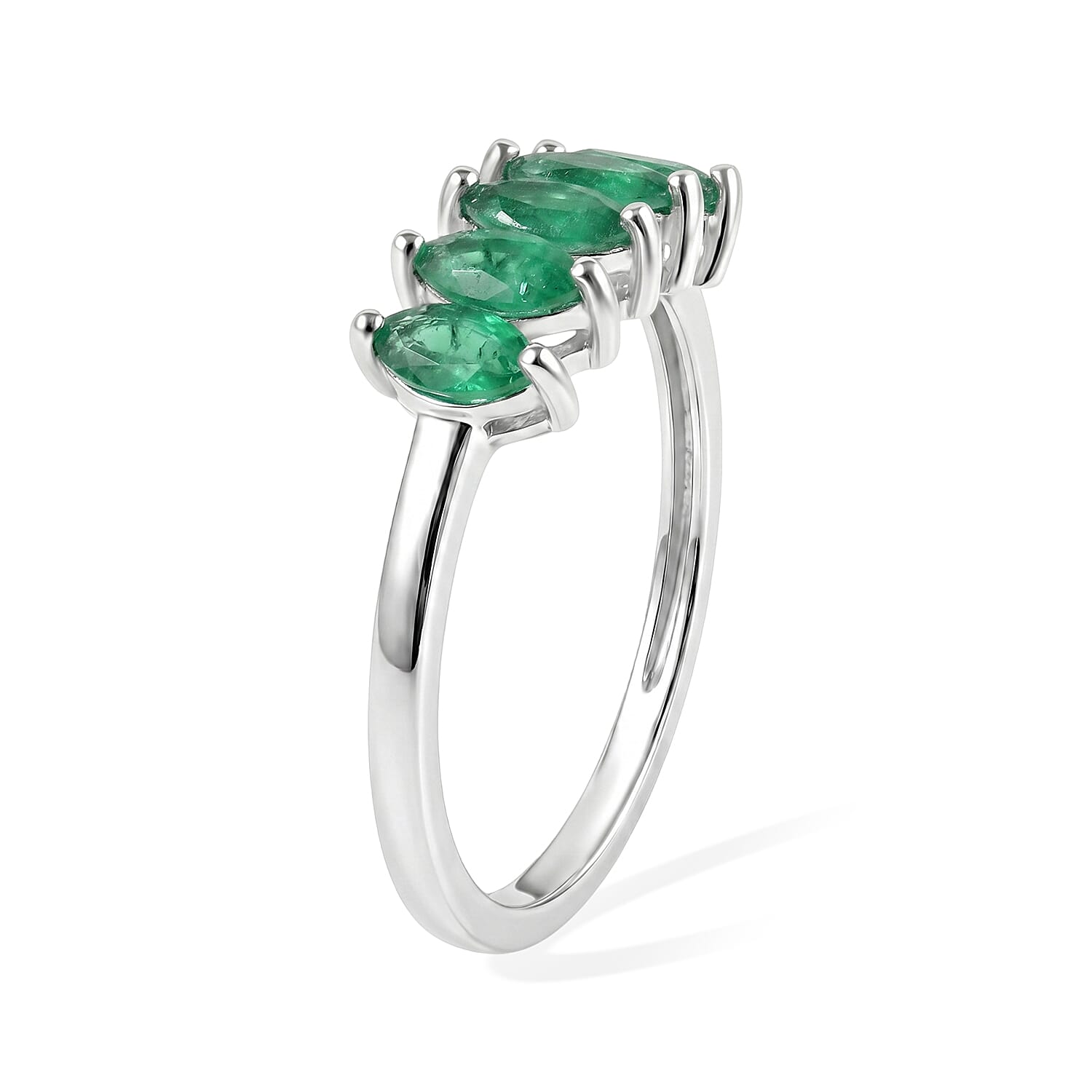Doorbuster D'Joy Socoto Emerald 0.65 ctw Ring in Rhodium Over Sterling Silver (Size 8.0)